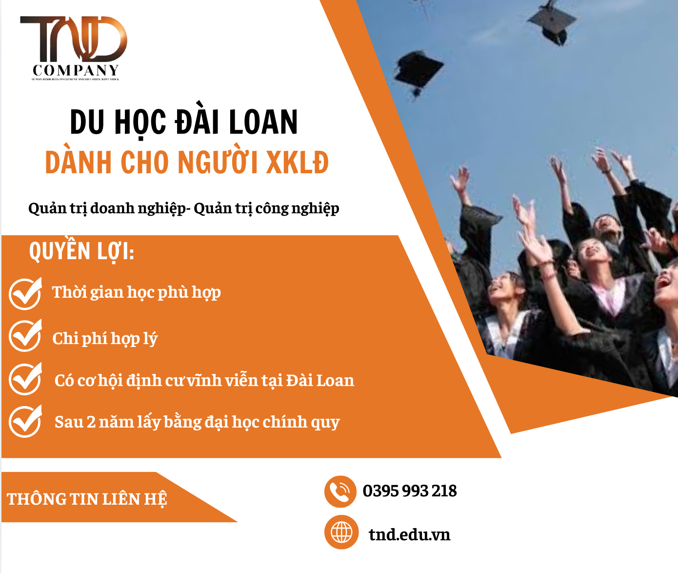 DU HỌC TẠI CHỨC DÀNH CHO NGƯỜI XKLĐ TẠI ĐÀI LOAN