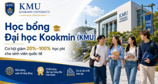 Học bổng Đại học Kookmin 2026 dành cho sinh viên quốc tế