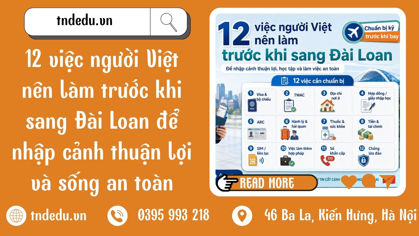 12 việc người Việt nên làm trước khi sang Đài Loan